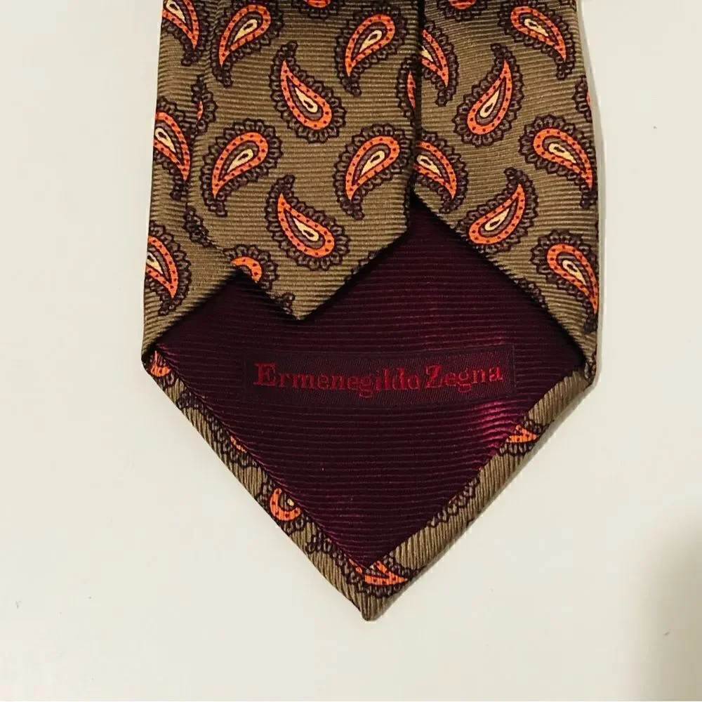 Ermenegildo Zegna Paisley Italy Silk Neck Tie